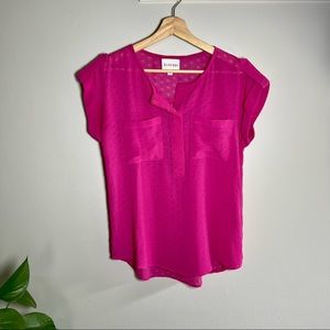 Olive & Oak Pink Short Sleeve Blouse - XS